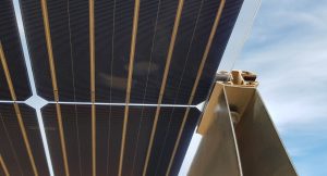 Trackers and structures for bifacial solar panels