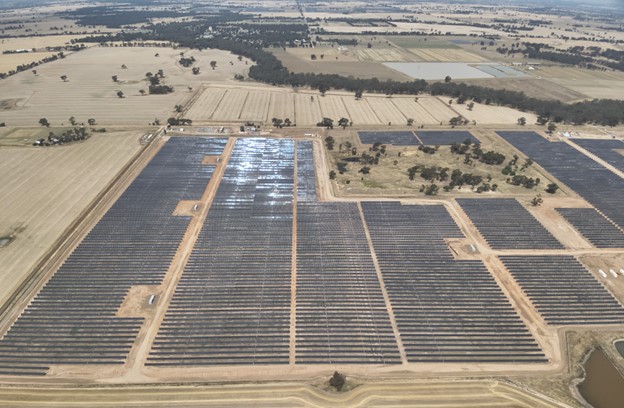 The photo shows Victoria's solar farm as a hub for renewable energy