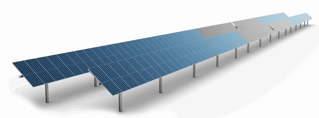 AxoneDuo Infinity solar tracker in 2 row x 3 string configuration